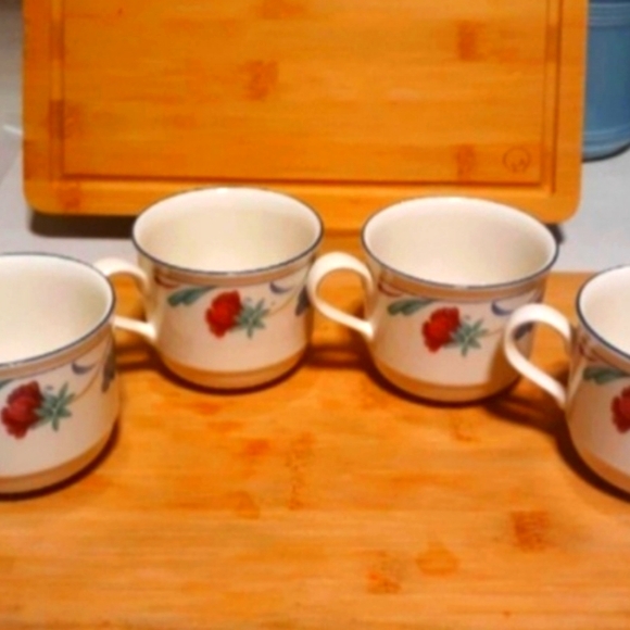 6 LENOX Poppies on Blue Teacups / CoffeeCups GUC - Picture 5 of 9